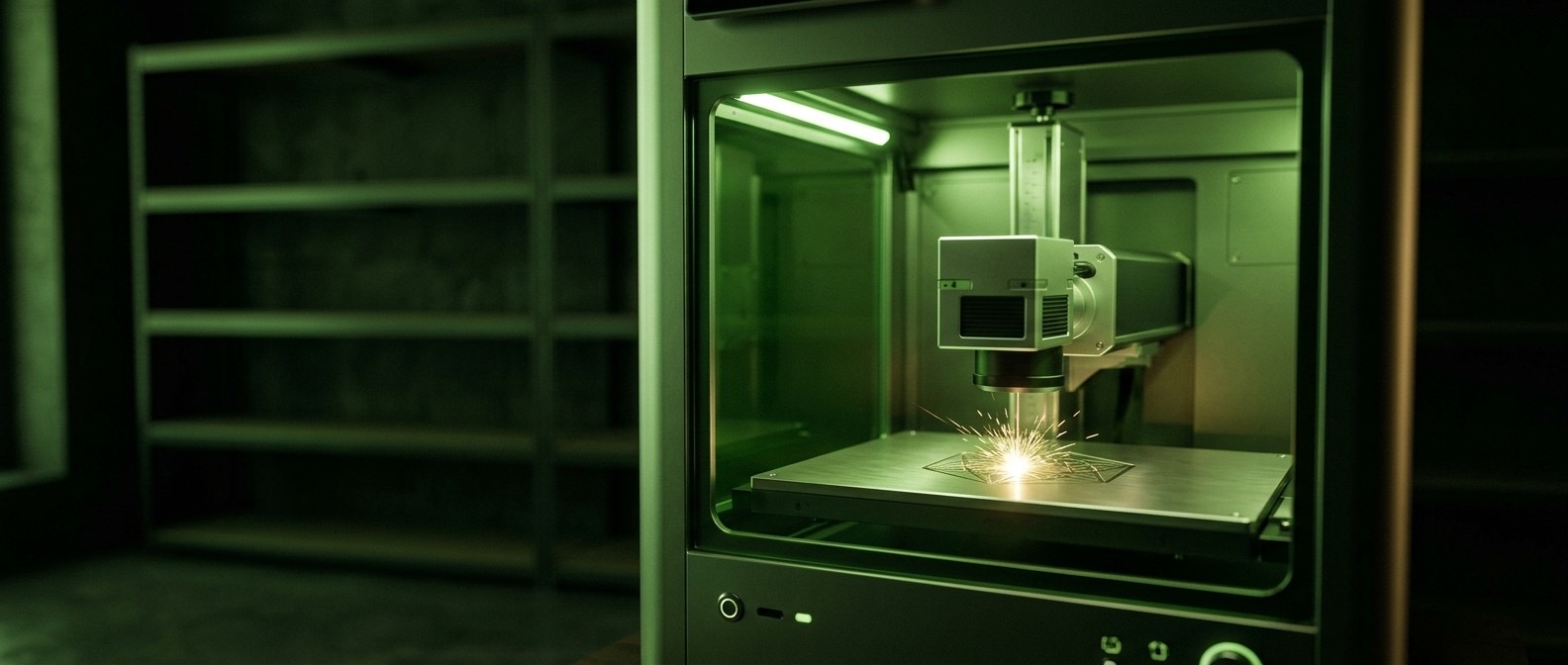 Galvo-Lasergravursystem von LaserArtWorld bei der Metallgravur