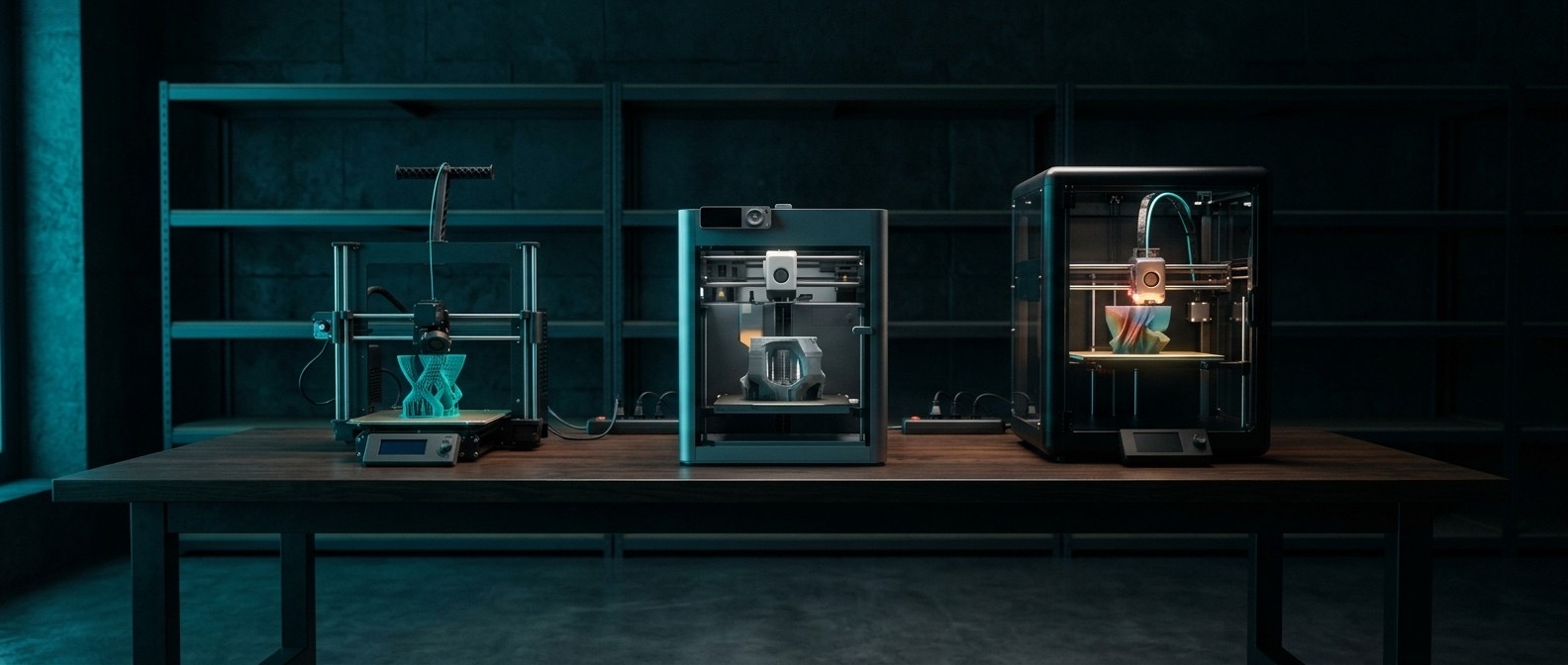 Reihe unterschiedlicher 3D-Drucker im Maschinenpark von 3D-Printworld